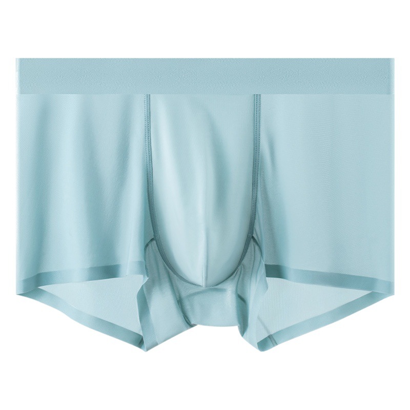 Summer New Ice Silk Nude Mid-Waist Underwear for Men Comfortable 7A Antibacterial Mulberry Silk Crotch Men's Underwear Summer Wholesale