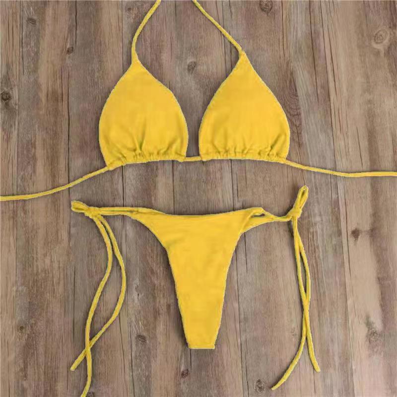 Picture of European and American halter lace-up Adjustable bikini sexy swimsuit women's split strap multi-color three-point suit