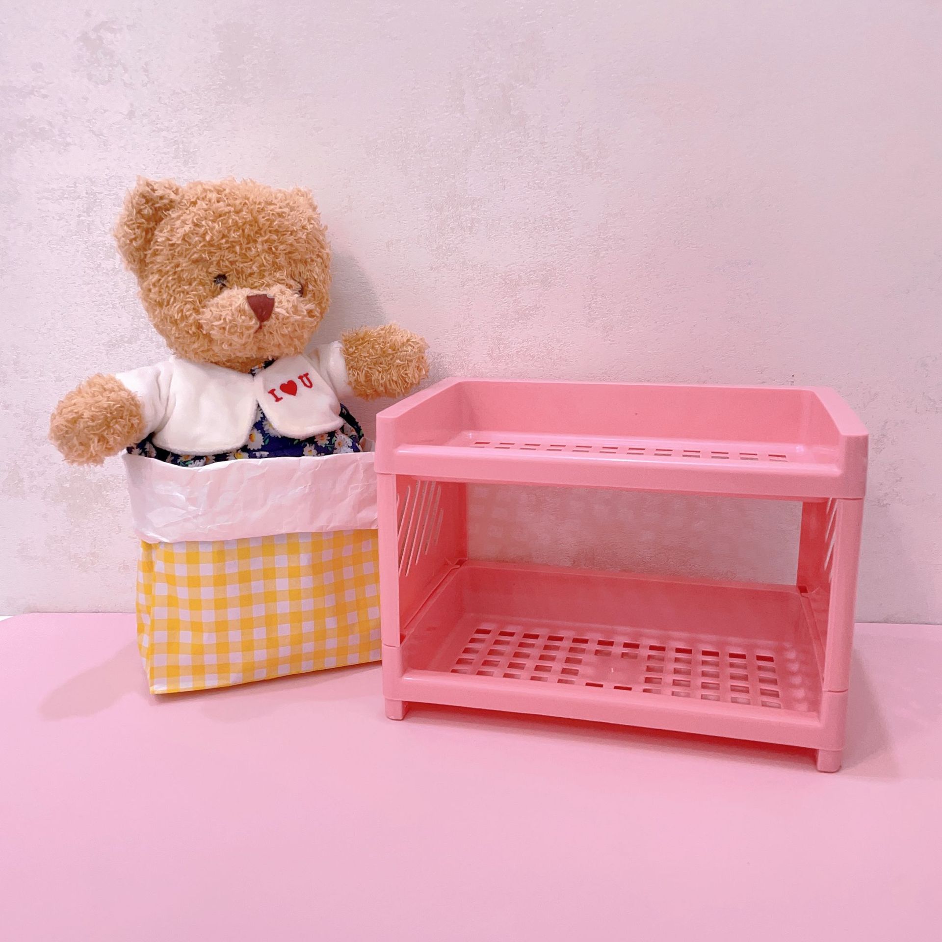 Picture of ins Desktop Storage Rack Household Bedroom Cosmetic Storage Rack Multi-Layer Student Dormitory Desk Filing Rack