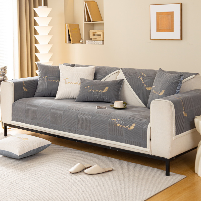 Picture of Autumn and Winter New Sofa Cushion Plush Seat Cushion Sofa Cover Plush Embroidery Modern Simple Non-slip Winter Thickened Cushion