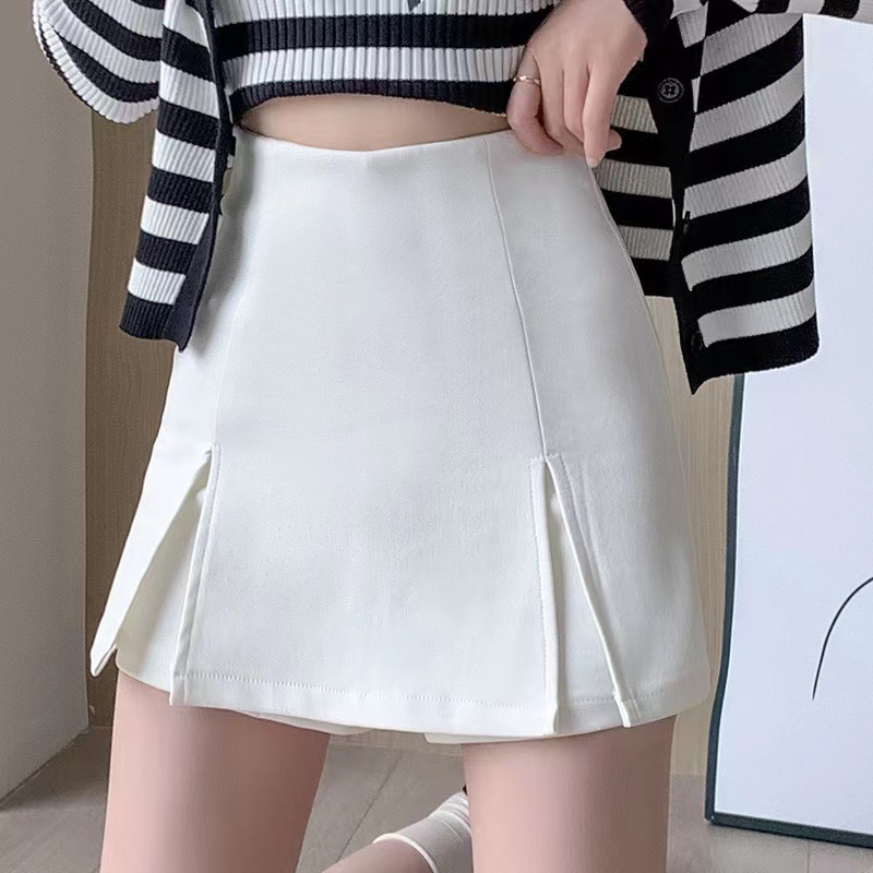 Black Suit Shorts Women's Spring and Autumn Outer Wear New Fashion Split Leggings Skirt High Waist Wide Leg A- line Boots Pants