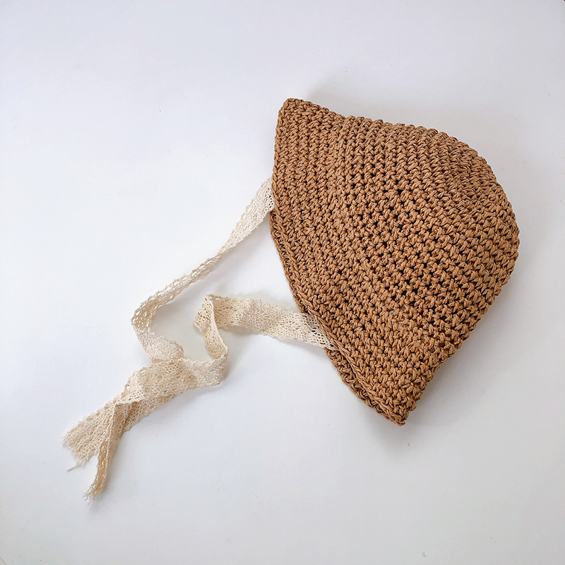 Picture of Children's Sunscreen Hat Summer Beach Girls Straw Fisherman Hat Ins Korean-style Baby Sunshade Basin Hat for 1-3 Years Old Children