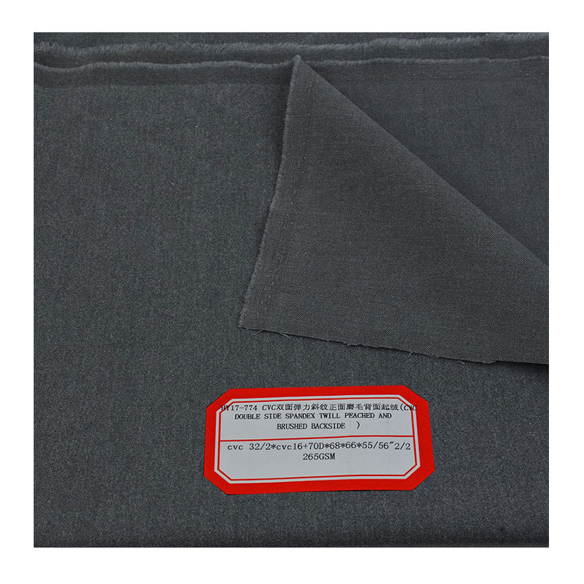 2/2 Two Ways Stretch Twill Cvc Polyester-Cotton Stretch Back Velvet Cotton-Polyester Velvet Double-Sided Stretch
