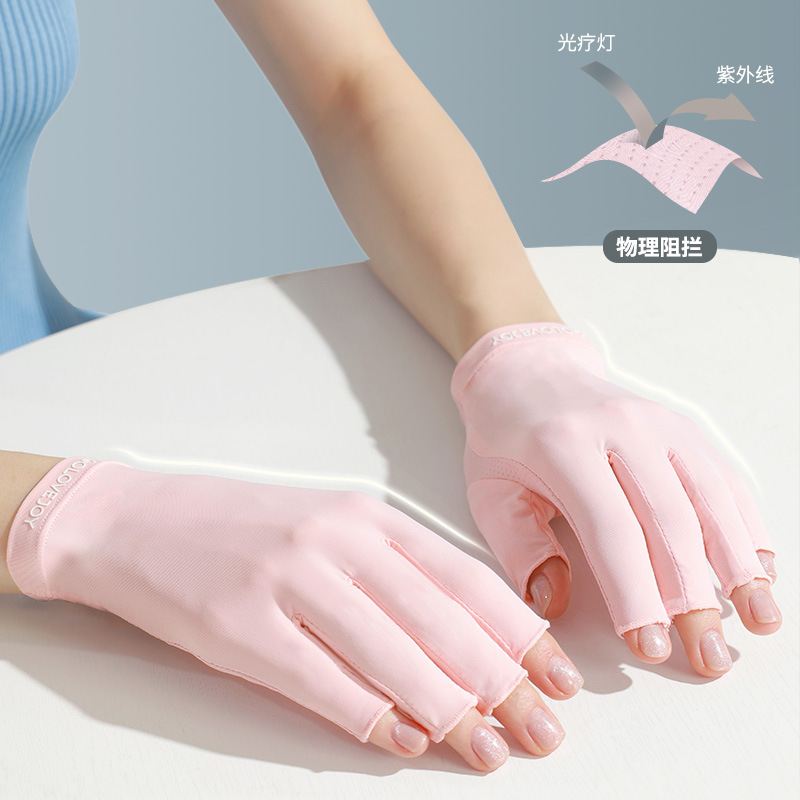 Picture of Gloves Half-finger Summer Anti-ultraviolet Nail Art Women's Outdoor Riding Ice Silk Driving Gloves Thin Ice Cool Breathable Plastic Dip Gloves