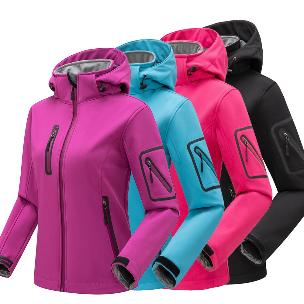 Outdoor soft shell clothes fleece women's spring and autumn warm mountaineering soft shell jacket women's jacket cross-border jacket