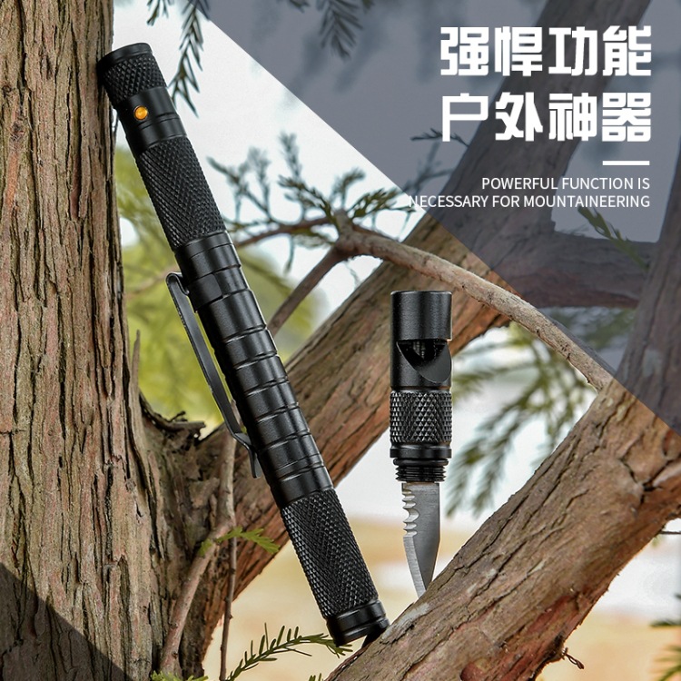 Picture of Outdoor multi-functional flint stone fire stick magnesium stick wilderness survival equipment individual field survival with small flashlight