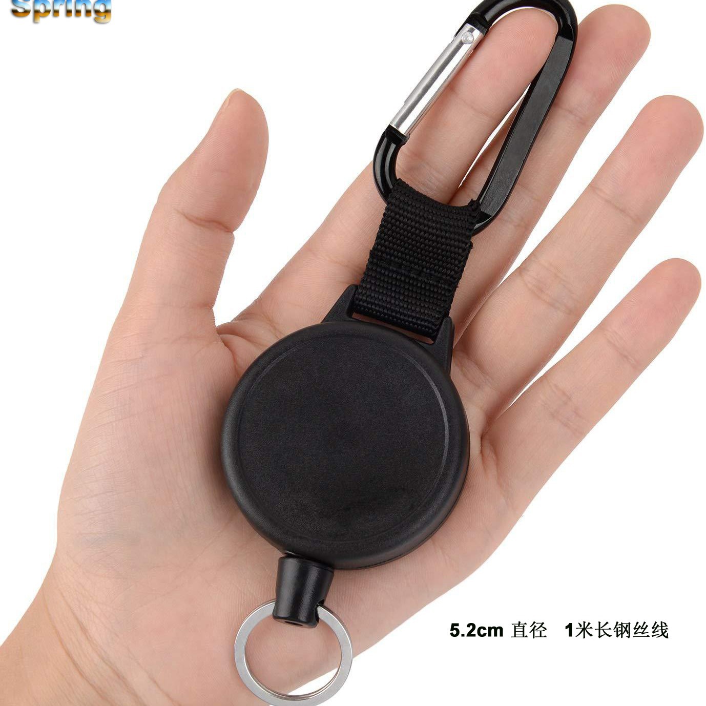 Amazon large 52mm retractable key chain 1 m wire ribbon easy pull buckle outdoor carabingy buckle