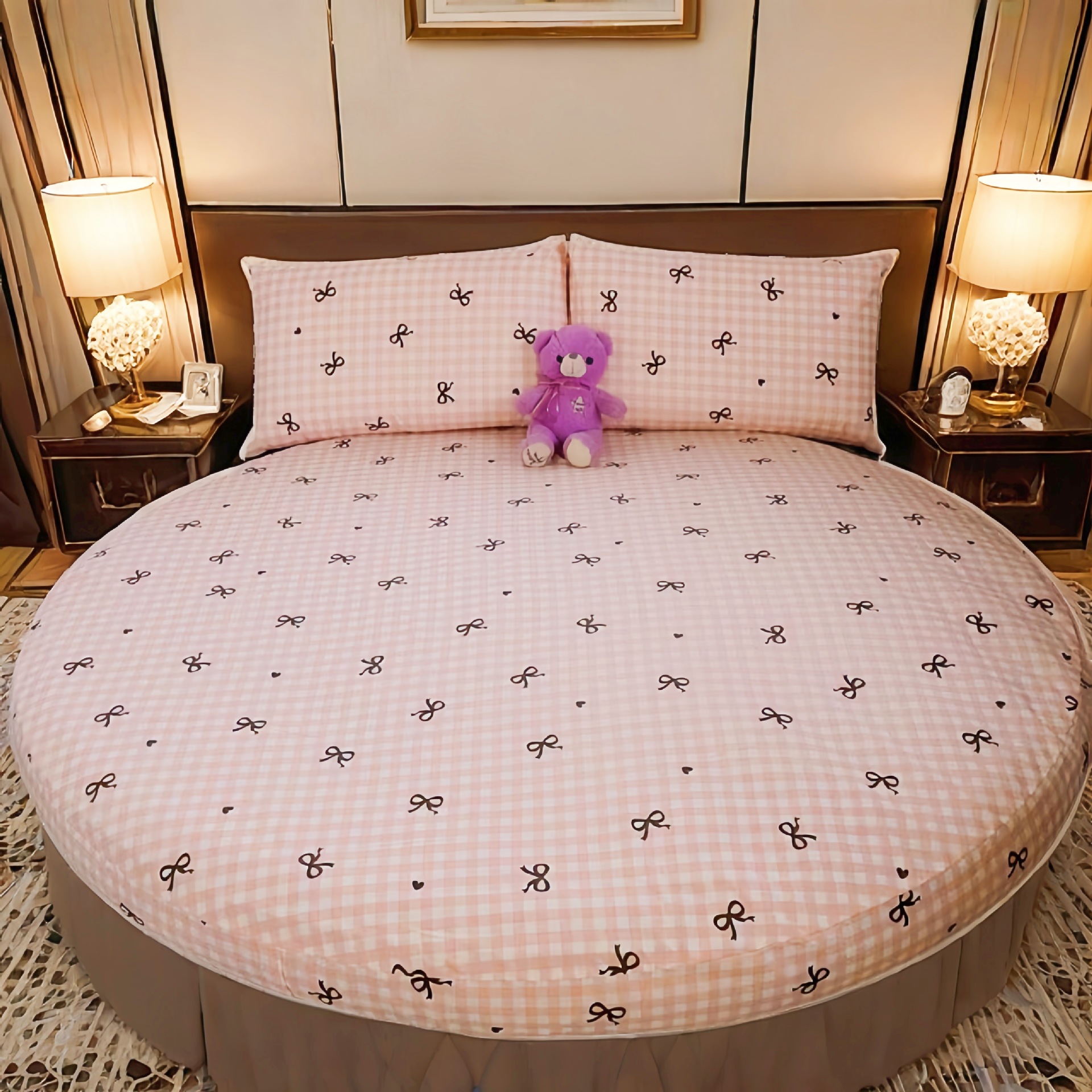 Picture of Cross-border Amazon Shrimp Hotel Round Waterproof Round Bed Cover Four-piece Bed Cover Simmons Mattress Cover Dust-proof