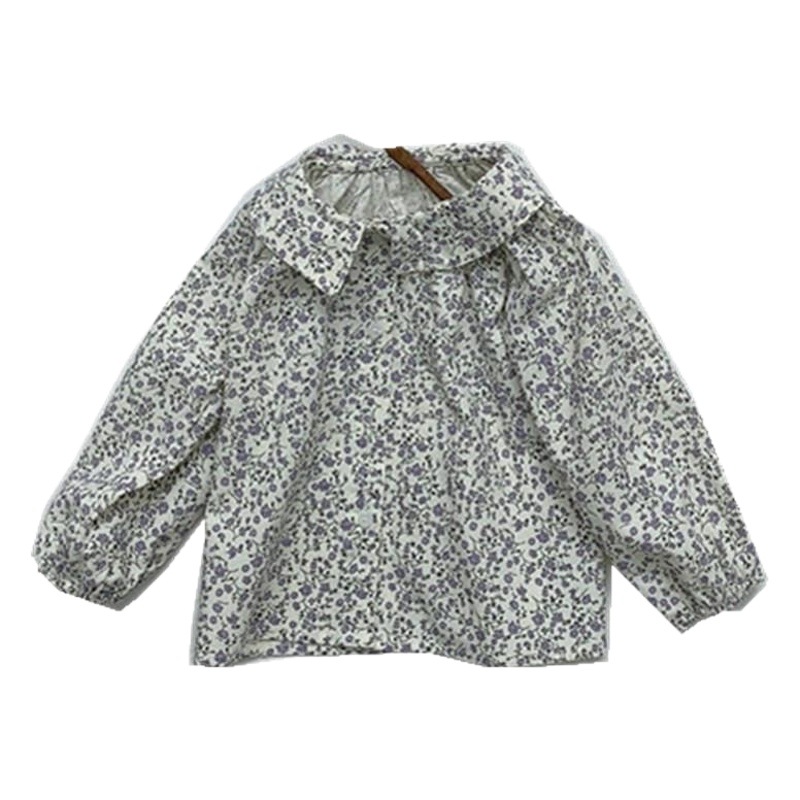 Korean Style Children's Clothing Spring Shirts for Infants and Toddlers, Fashionable and Versatile Floral Lapel Shirts, Doll Shirts, Girls' Tops