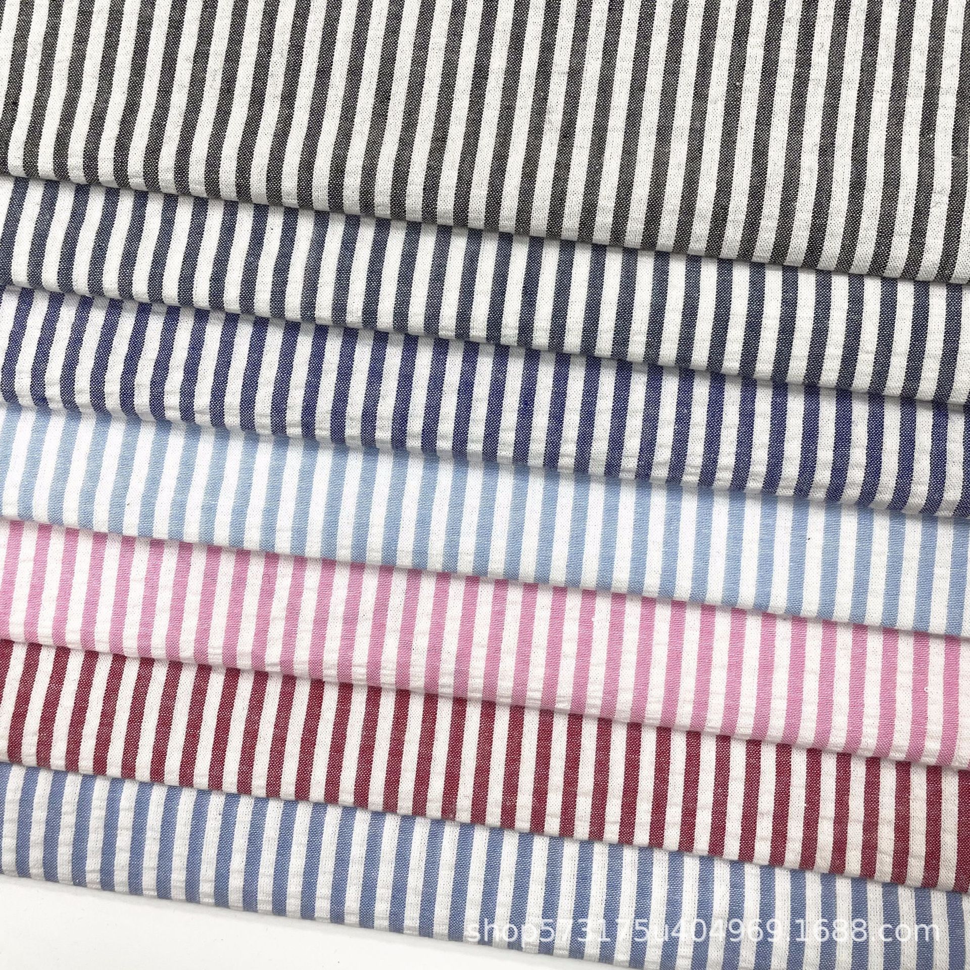 All Cotton Bubble Plaid Spring and Summer Shirt Fabric Skirt Children's Wear Fabric Combed Pure Cotton Yarn-dyed Striped Cloth