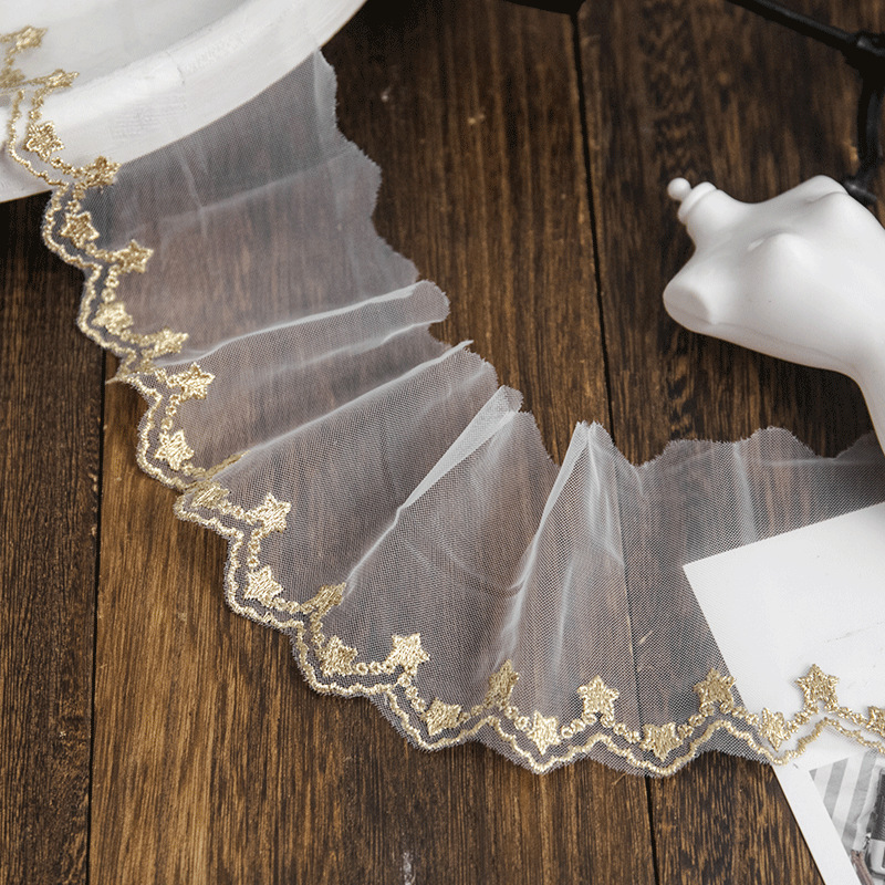 8cm Wide Golden Lolita Mesh Lace Women's Wear Children's Wear Toy DIY Collar Cuff Decorative Accessories