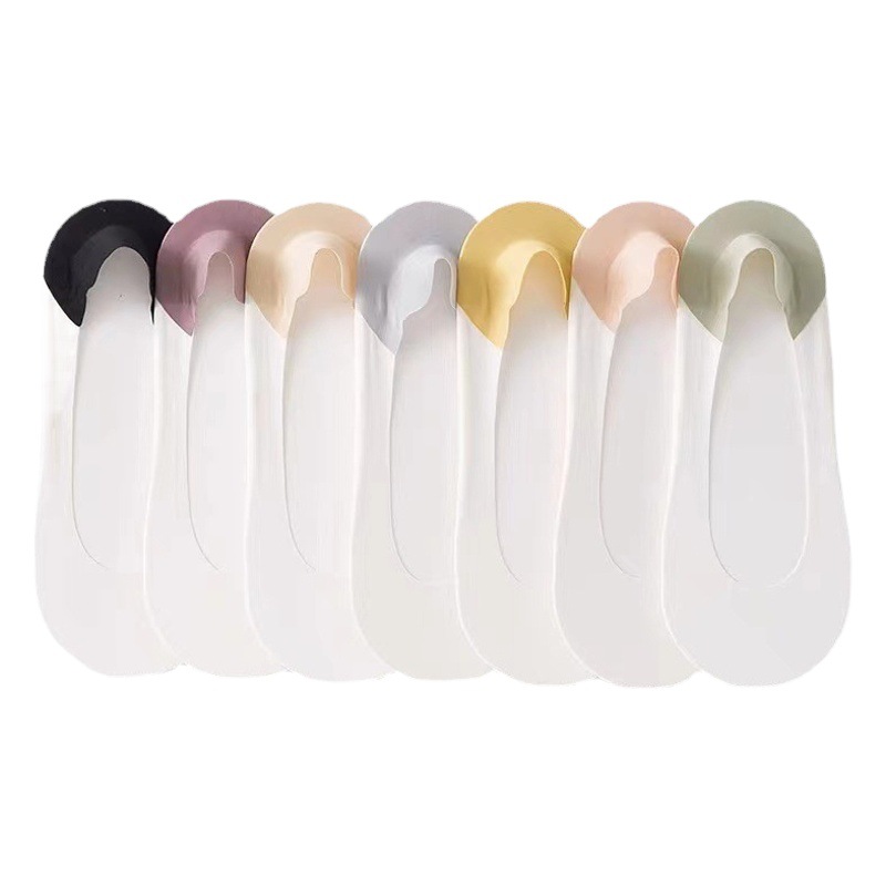 Ice Silk Arbitrary Cut Color Matching Boat Socks Women's Thin Shallow Mouth Loop Bottom Invisible Socks Spring and Summer Non-slip Women's Socks