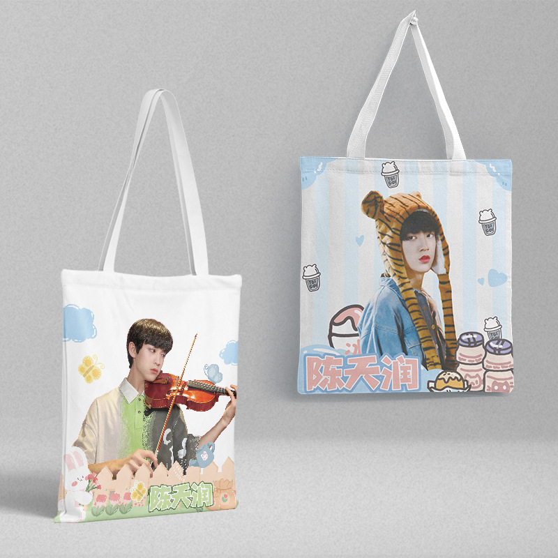 Chen Tianrun Canvas Bag 36x 39cm TF Family Three Generation Peripheral Korean Shoulder Handbag Shopping Tule Bag