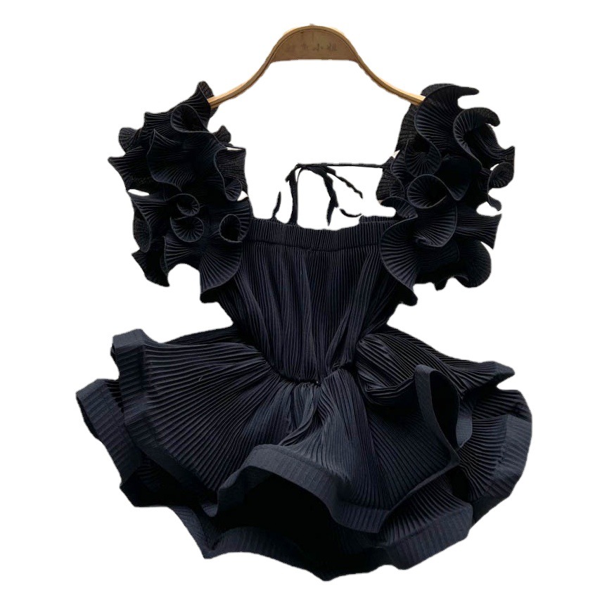 Cross-border Design Sense Niche Ruffled Vest Outer Wearing Women's Summer Sweet and Hot Waist Short top crop top