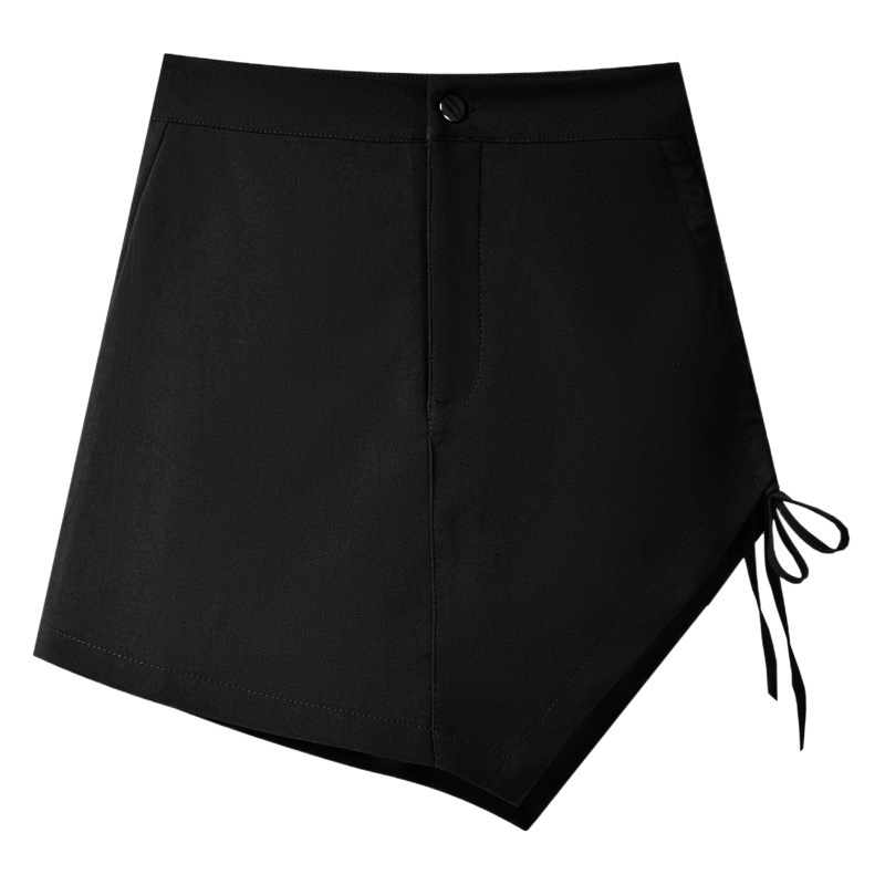 Summer 2023 Black hot girl short skirt women's slimming pleated high waist irregular A- line hip skirt pants fashion ins