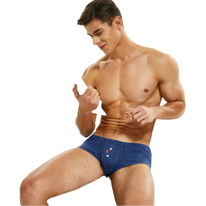 seobean2022 New Men's Woven Arrot Pants Low Waist Sexy Men's Shorts Button Feature Pouch