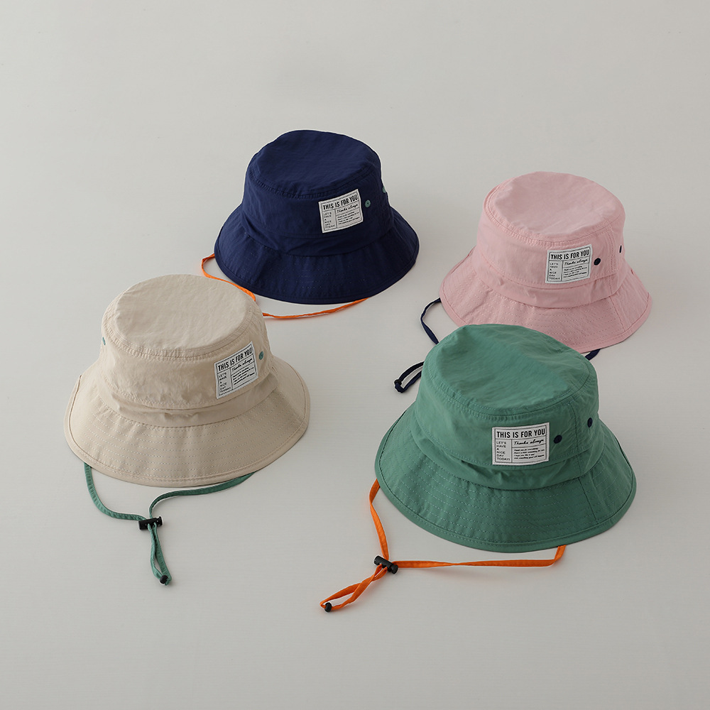 Letter Square label quick-drying sun hat children's outdoor sun hat UV protection fisherman hat middle and big Children beach hat
