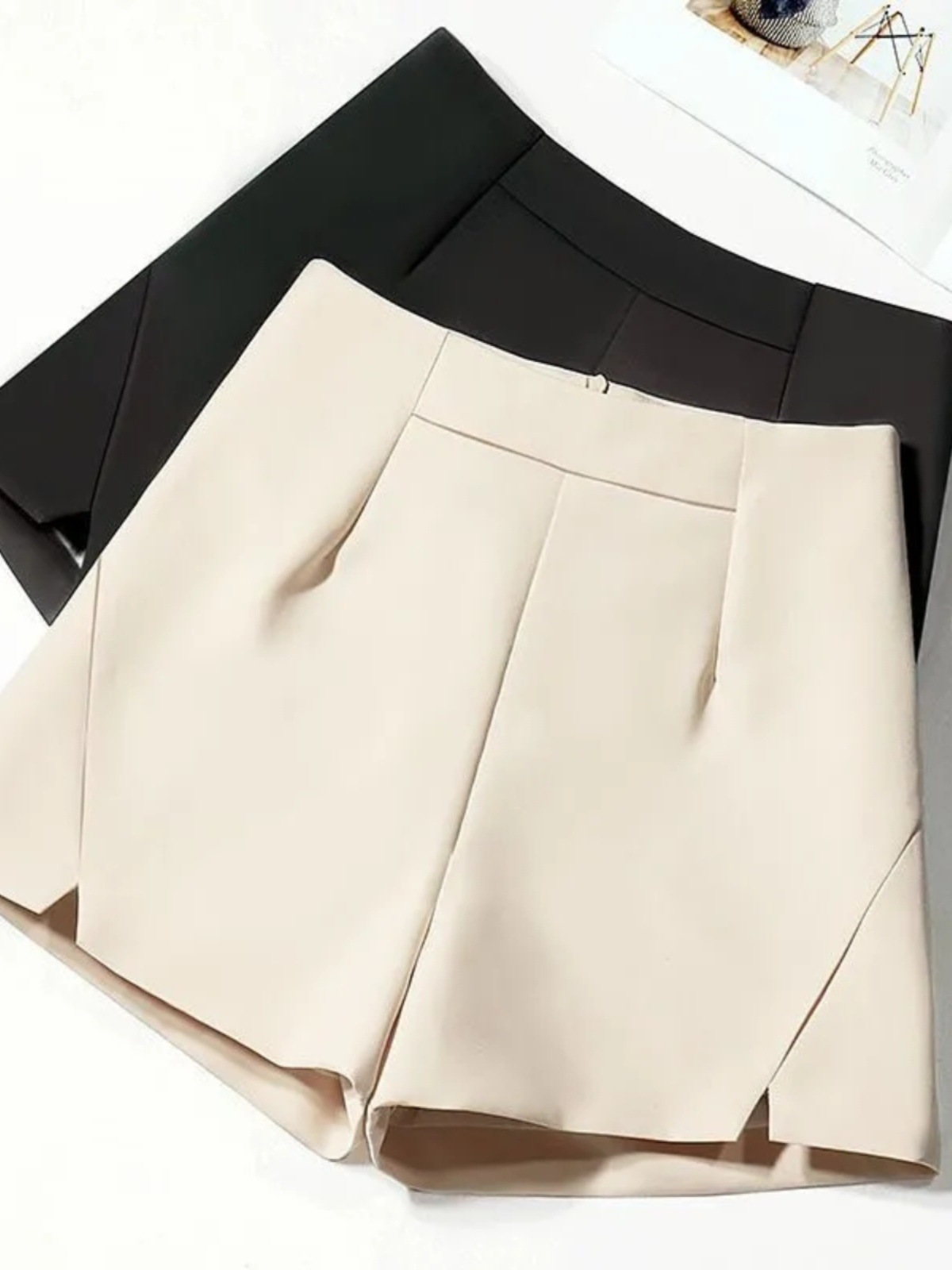 Suit Shorts Women's Summer Casual 2024 New High Waist A- shaped Pants Black Slim Look Fashion All-match Wide Leg Pants