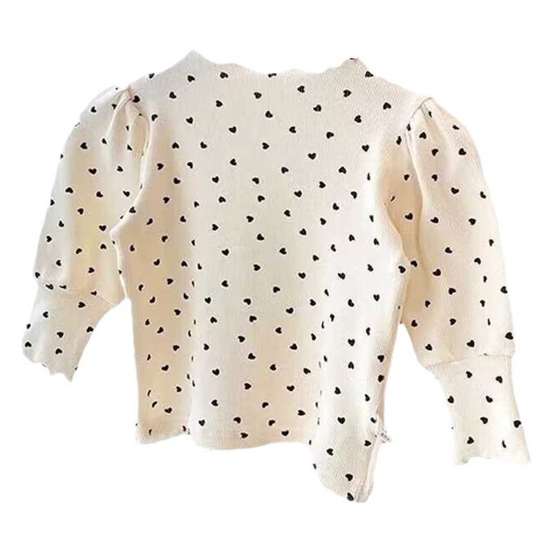 Spring and Autumn New Korean Style Girls Long Sleeve T-Shirt Puff Sleeve Baby Girl Easiest for Match Bottoming Shirt Top T-Shirt