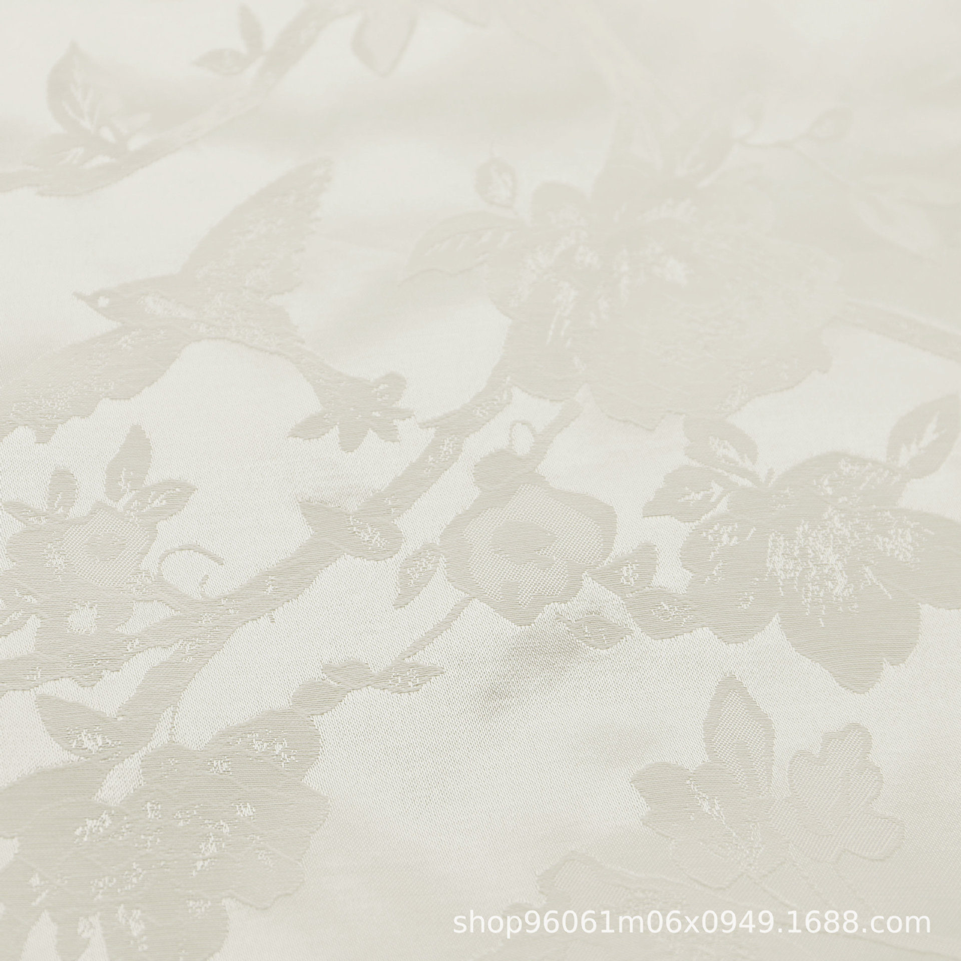 Picture of Tencel Linen Imitation Silk Satin Fabric with Floral and Bird Jacquard Pattern, Rose Jacquard Fabric for Hanfu, New Chinese Style Dress Fabric, Large Jacquard