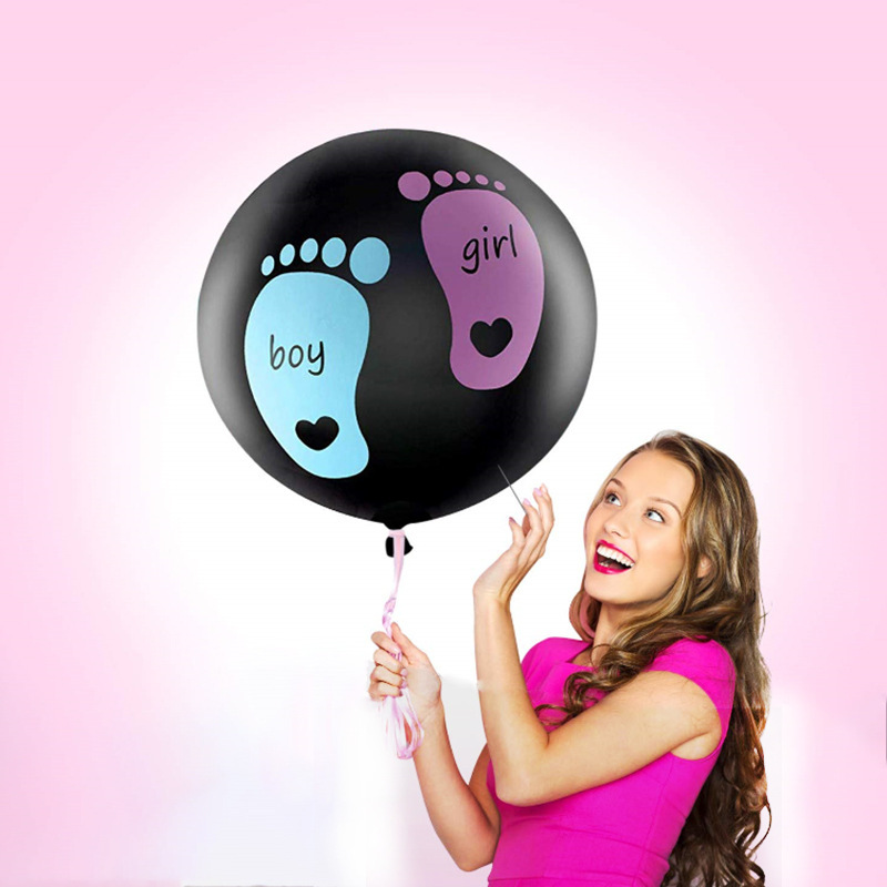 Cross-border 36-inch Printing Black Sex Reveal Balloon Boy or Girl Baby Atmosphere Party Decoration Balloon