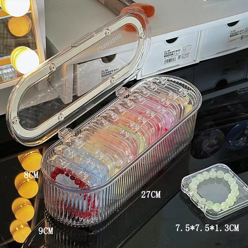Picture of Handstring Storage Box Transparent Acrylic Crystal Beaded Bracelet Special Sealed Box Anti-oxidation Portable Jewelry Box