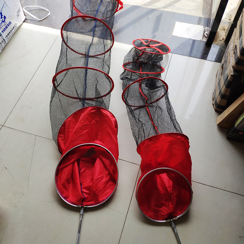 Simple Fish Protection Aluminum Alloy Rubber Hanging Fish Protection Portable Folding Fish Protection Net Bag Fish Basket for Wild Fishing