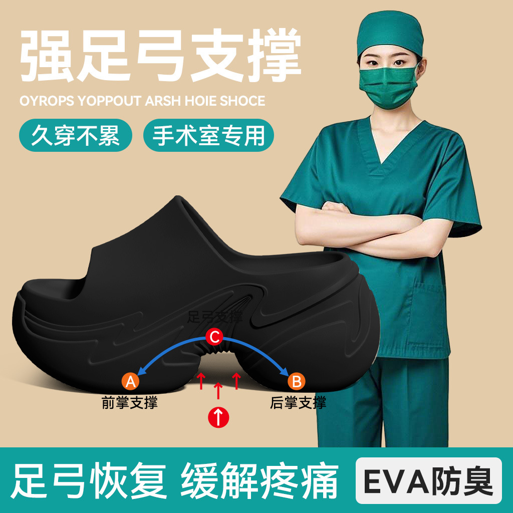 Thick-Soled Slippers for Women for Summer Outer Wear 2025 New Heightening Arch Support Operating Room Slippers for Women Special Anti-Slip