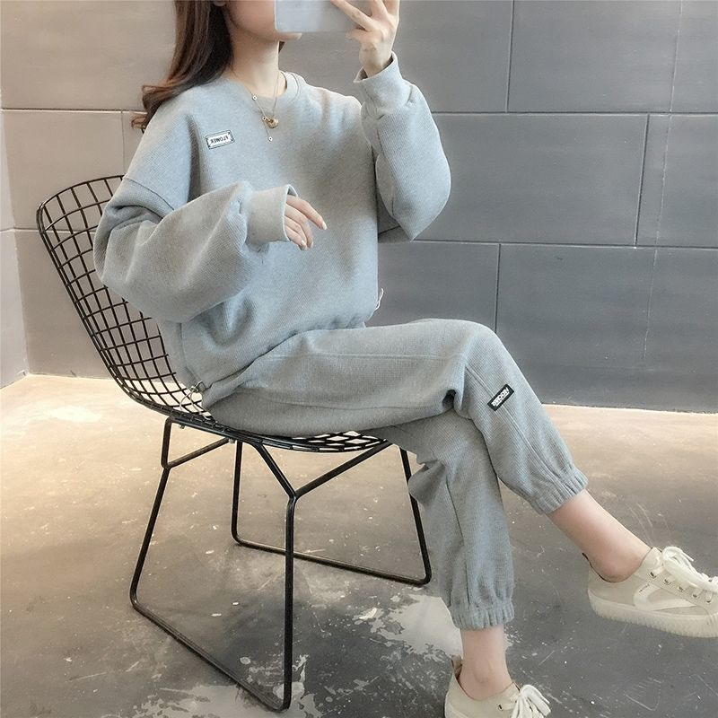 Internet Celebrity Casual Sportswear Set Women's 2022 Spring and Autumn New Fashion Loose Sweater Pants Two-piece Set