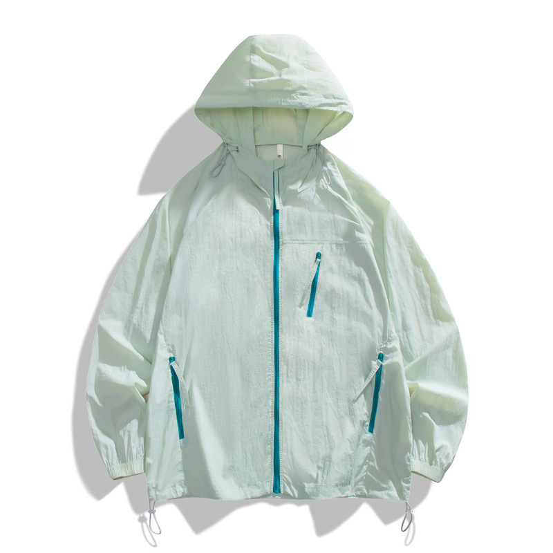 Popular ins super hot and light hooded cool UPF50+ fashion sun protection jacket men's summer ice silk quick-drying