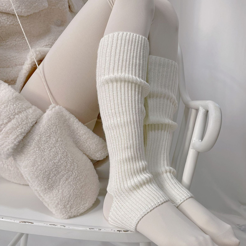 Y2K Foot Stocking Set Hollow Lolita Foot Stacking Wool Pile Socks Leg Warmer Leg Cover