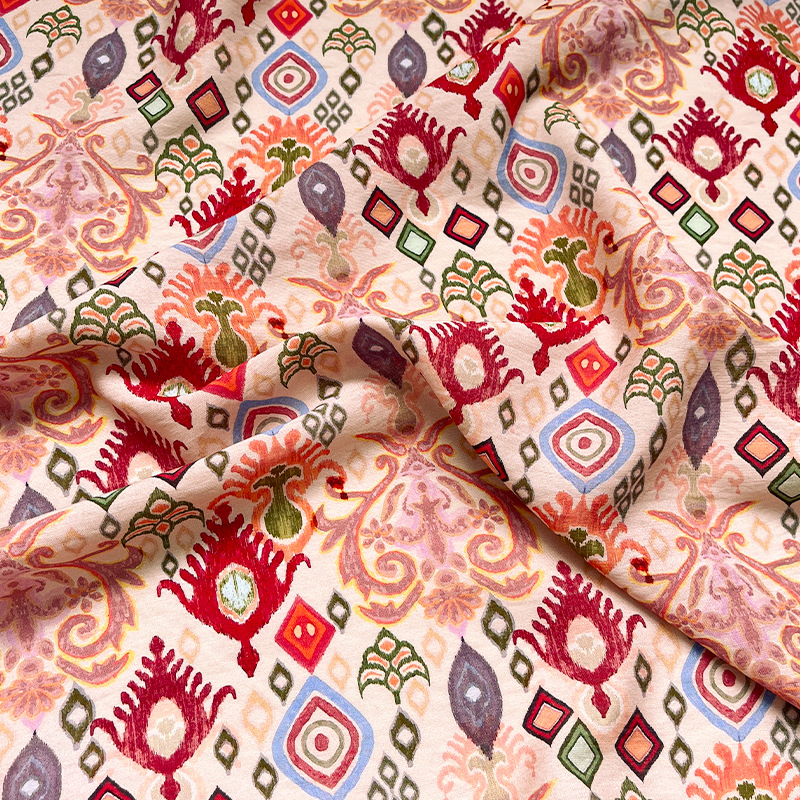 New Chinese style digital printing, dark ethnic style, brocade cotton fabric, cheongsam dress, top, Hanfu fabric