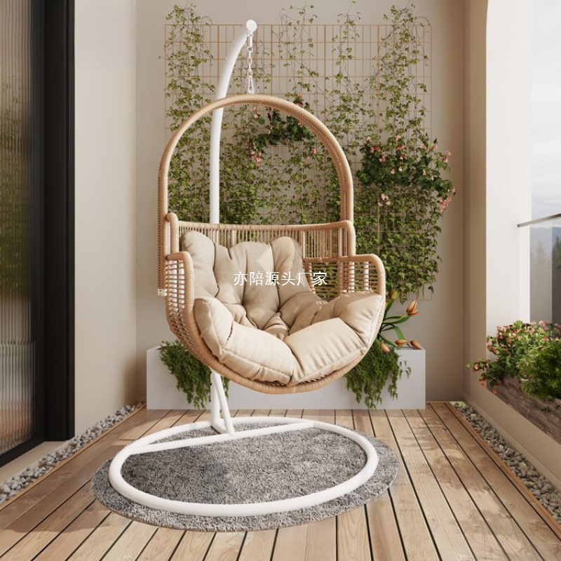 Hanging Basket Swing for Lazy People, Home Use, Twisted Rattan Balcony Indoor New Trendy Rocking Chair, Leisure Hanging Chair
