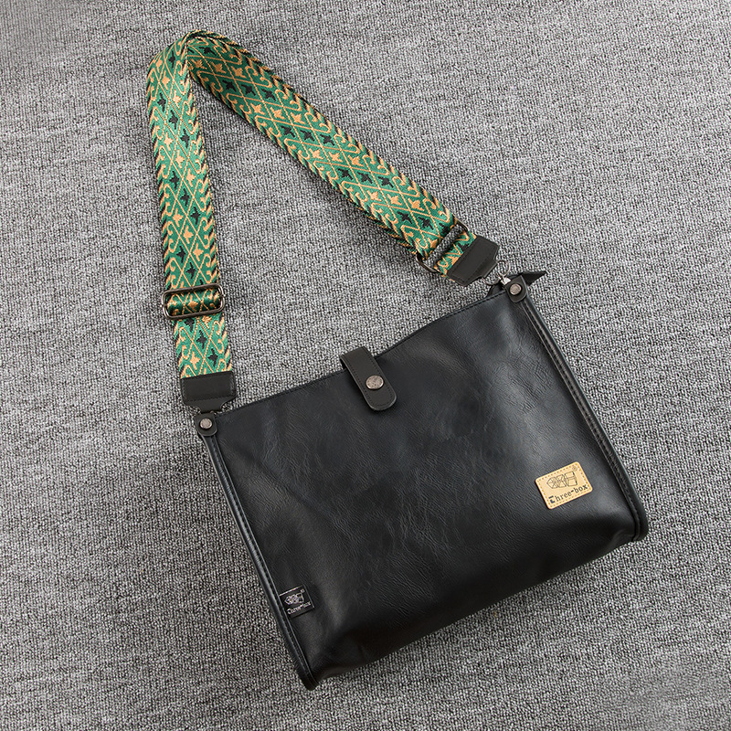 Threebox Trendy Men's Bag Japanese and Korean Youth Shoulder Bag Casual Crossbody Bag Retro Large Capacity Student Bag Trendy Bag