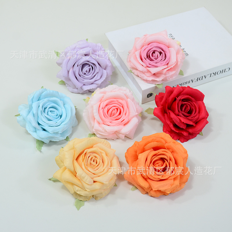 Picture of Simulated Flower Curled Rose Flower 12cm Safe Rose Wedding Background Wall Decoration Arch Flower Arrangement Gift Box with Flowers