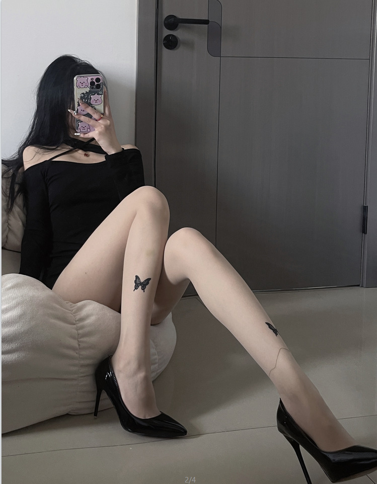 Picture of 2024 New Black Silk Stockings Pure Anti-hook Silk Stockings Children Spring and Autumn Bottoms Butterfly Silk Pantyhose