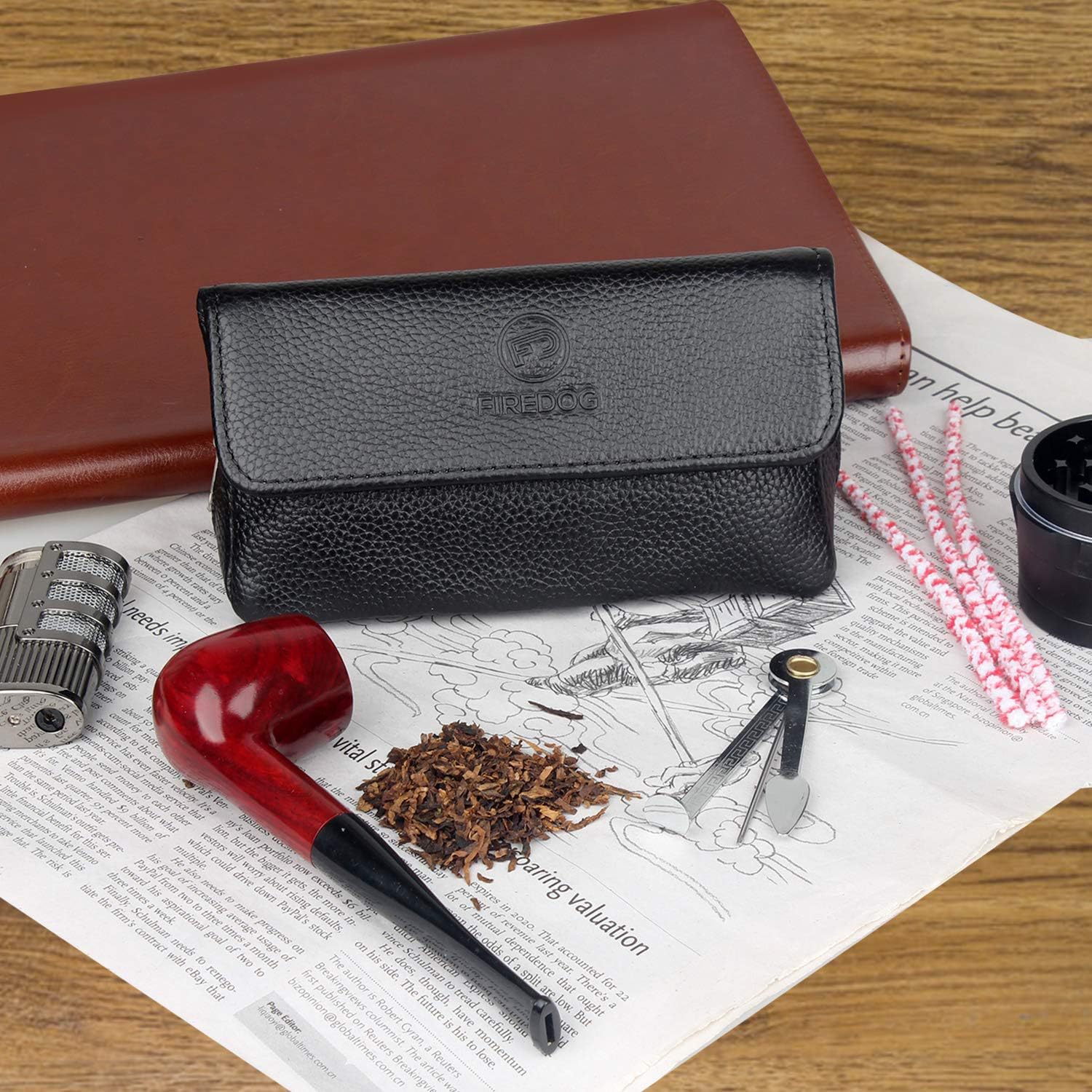 Cross-Border Cowhide Pipe Bag 2 Pipe Bag Portable Pipe Bag Large Capacity Handmade Genuine Leather Pipe Bag Pipe Cosmetics Bag