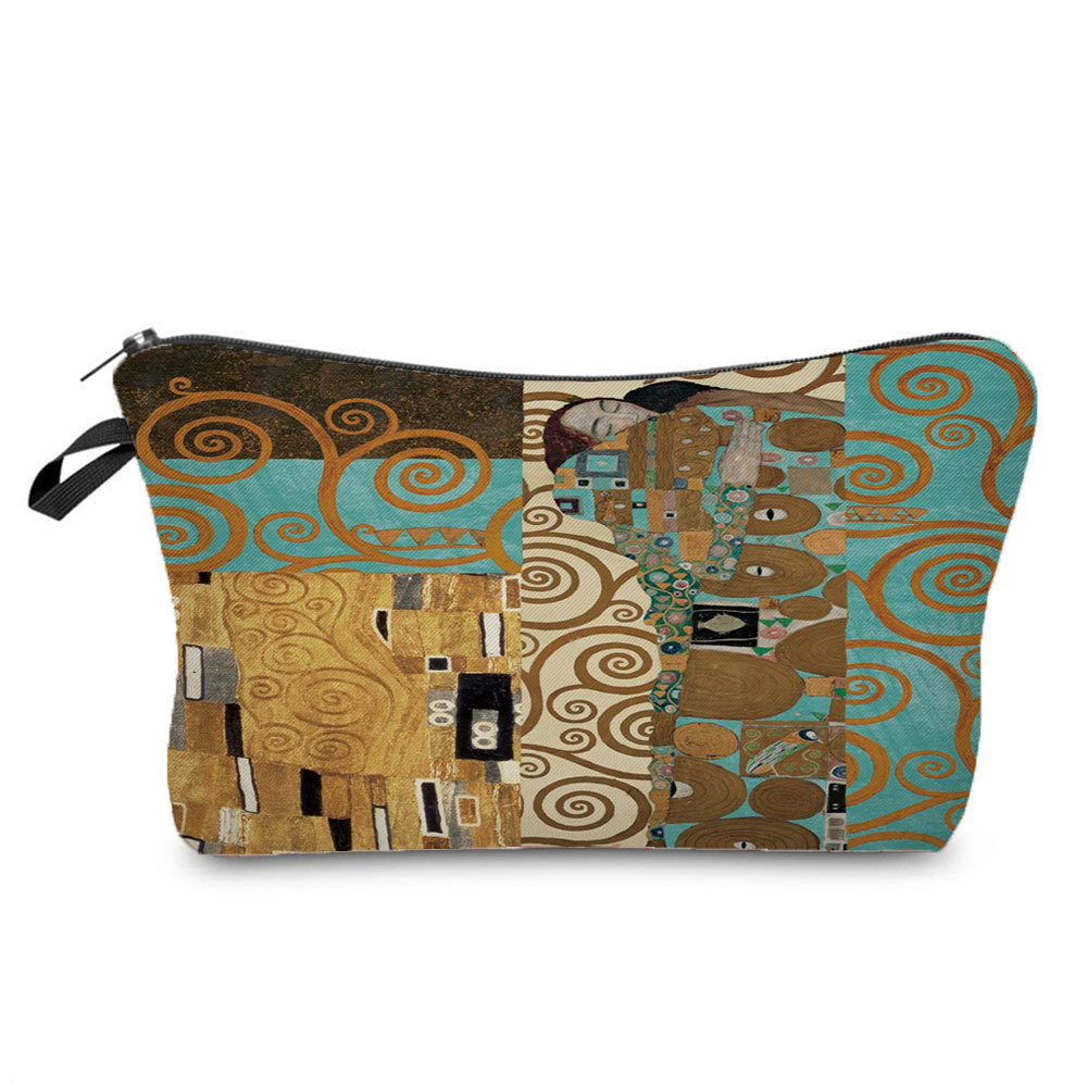Picture of Personalized fashion cosmetics storage bag new goods wholesale golden oil painting printing cosmetic bag large capacity wash women's bag