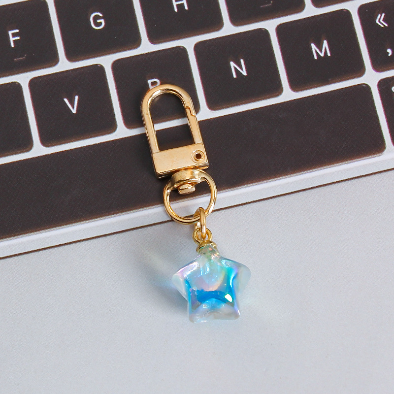 Picture of ins style AB color love beads keychain pendant diamond-shaped cut hanging hole door buckle girl's heart bag bag hanging jewelry