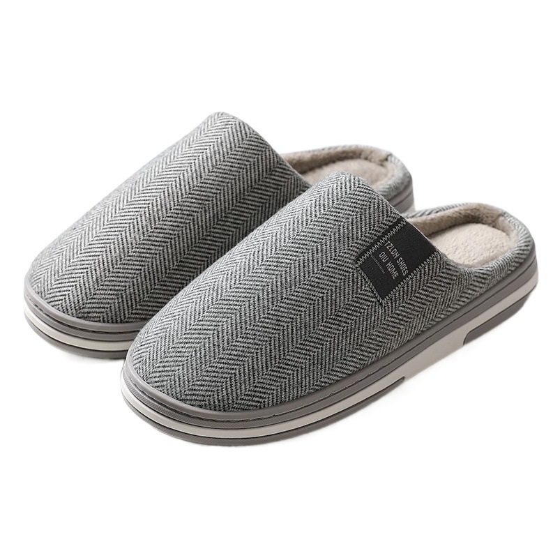 Picture of Home Cotton Slippers for Men, Autumn and Winter Thick-Soled Non-Slip Indoor Warm Plush Slippers for Women, Comfortable at Home