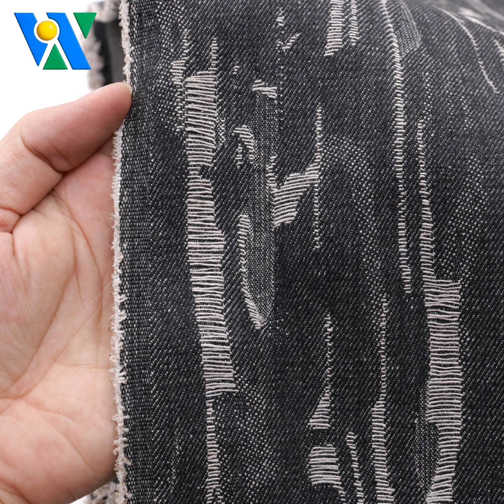 10 counts jacquard denim bulletless denim jacket pants clothing fabric bark jacquard texture denim fabric black