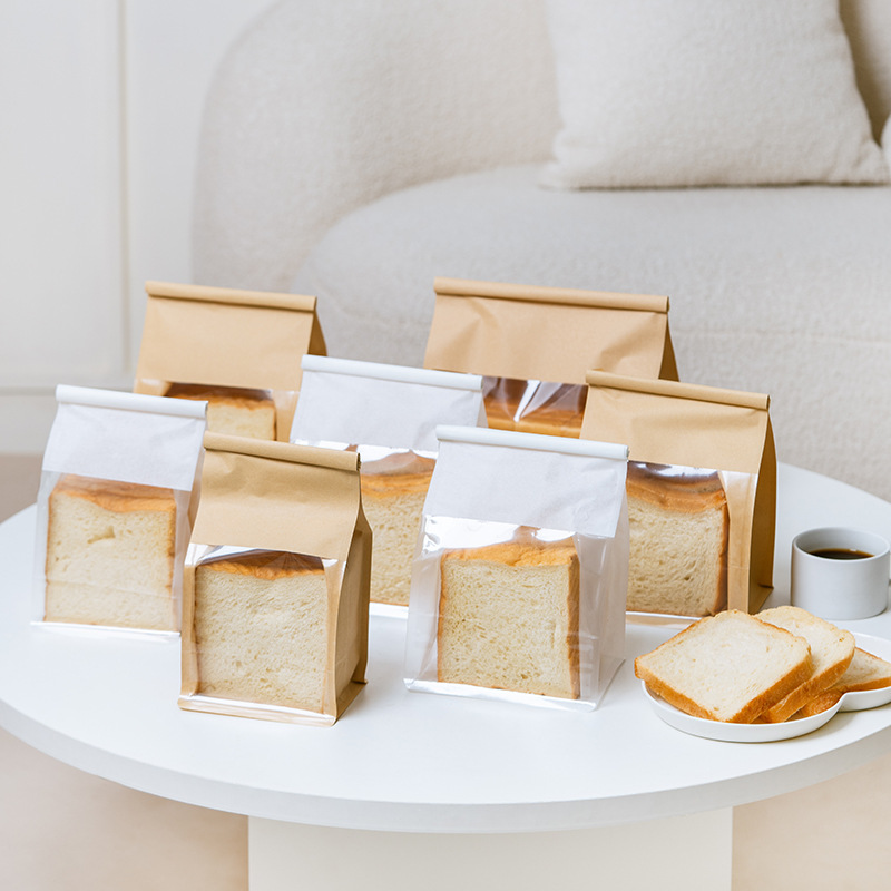 in stock 450g toast packaging bag sliced bread kraft paper bag baking packaging bag toast bread curling bag