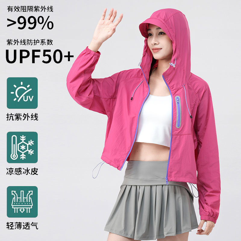 Women's Sunscreen Clothing Short Mountain Anti-ultraviolet Ice Silk Cool Quick-drying Skin Clothing Small Women's Sunscreen Clothing Coat