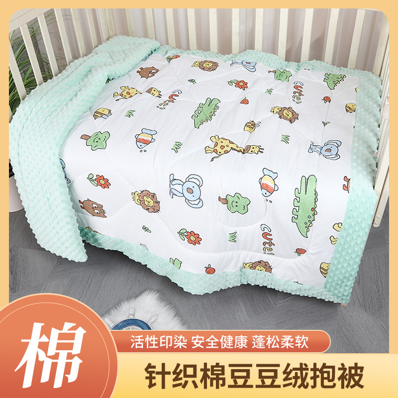 Picture of Spring and Autumn Quilt for Kindergarten Babies, All-Season Blanket, Newborn Swaddle, Bean Velvet Air Conditioning Quilt, Infant Cartoon Pattern