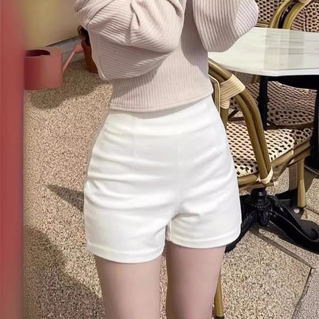 Picture of Outfit White Shorts Women's Summer Thin Slim-fit Leggings Tight Hot Pants Slimming High Waist Spice Girls Super Short Pants