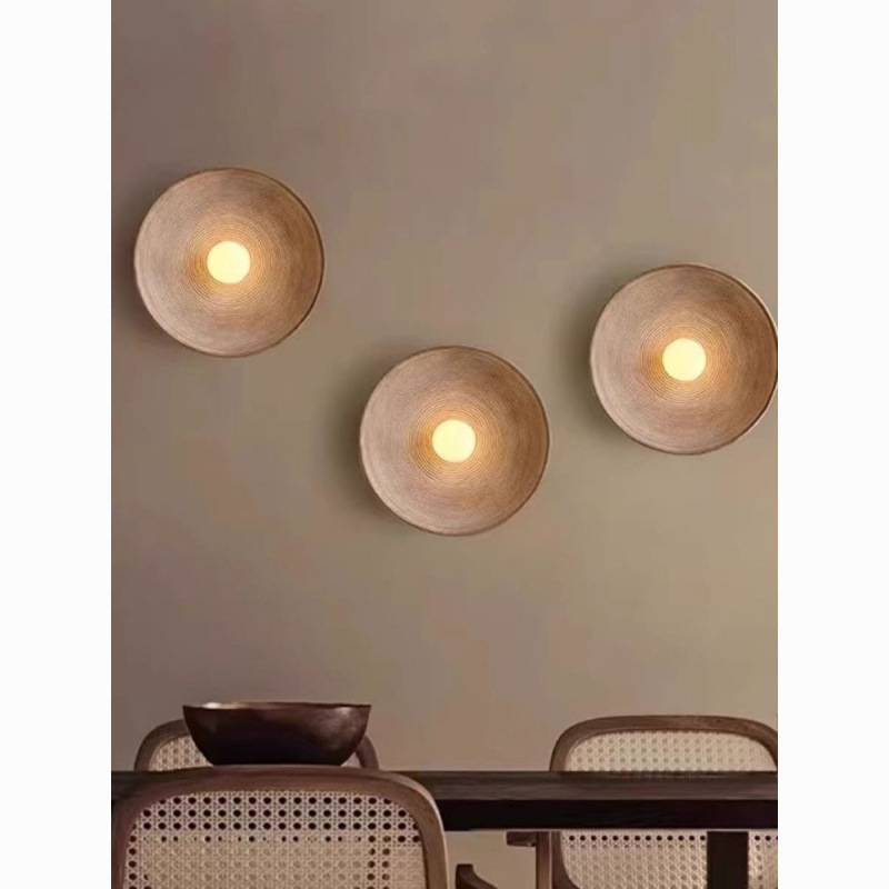 Japanese wabi-sabi bedroom bedside wall lamp living room background wall vintage homestay Zen tea room aisle lamp