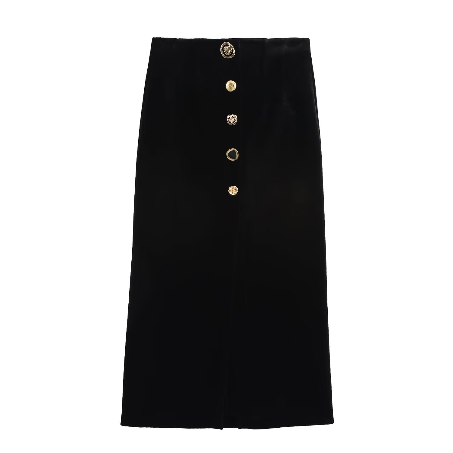 ZA cross-border women's clothing wholesale European and American style new temperament high waist straight tube split velvet skirt 4043118