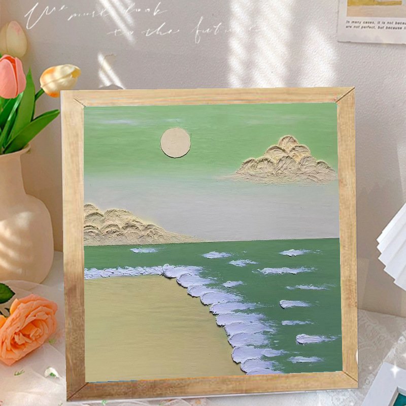 Picture of Solid wood picture frame diy handmade texture painting material package creative three-dimensional relief painting hand-painted digital oil painting decorative painting