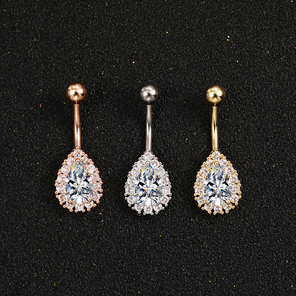Amazon eBay belly button ring drop-shaped diamond belly button nail European and American hot girl sexy piercing jewelry belly button