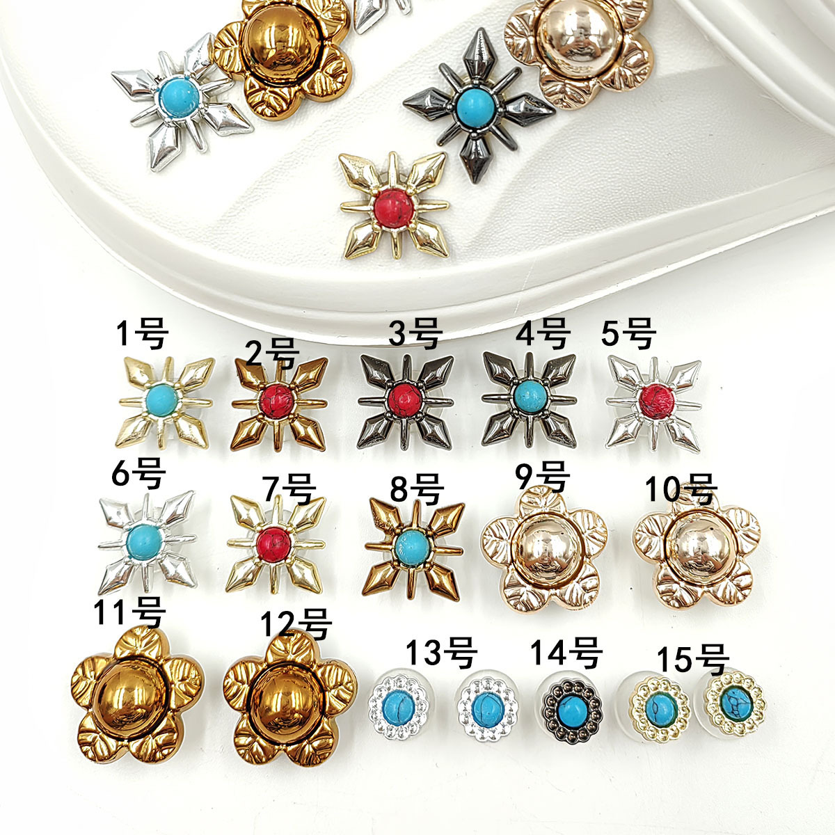 Lightweight hole shoes accessories plastic beaded diy shoes jewelry alloy Pearl small flower hole shoes buckle decorative buckle